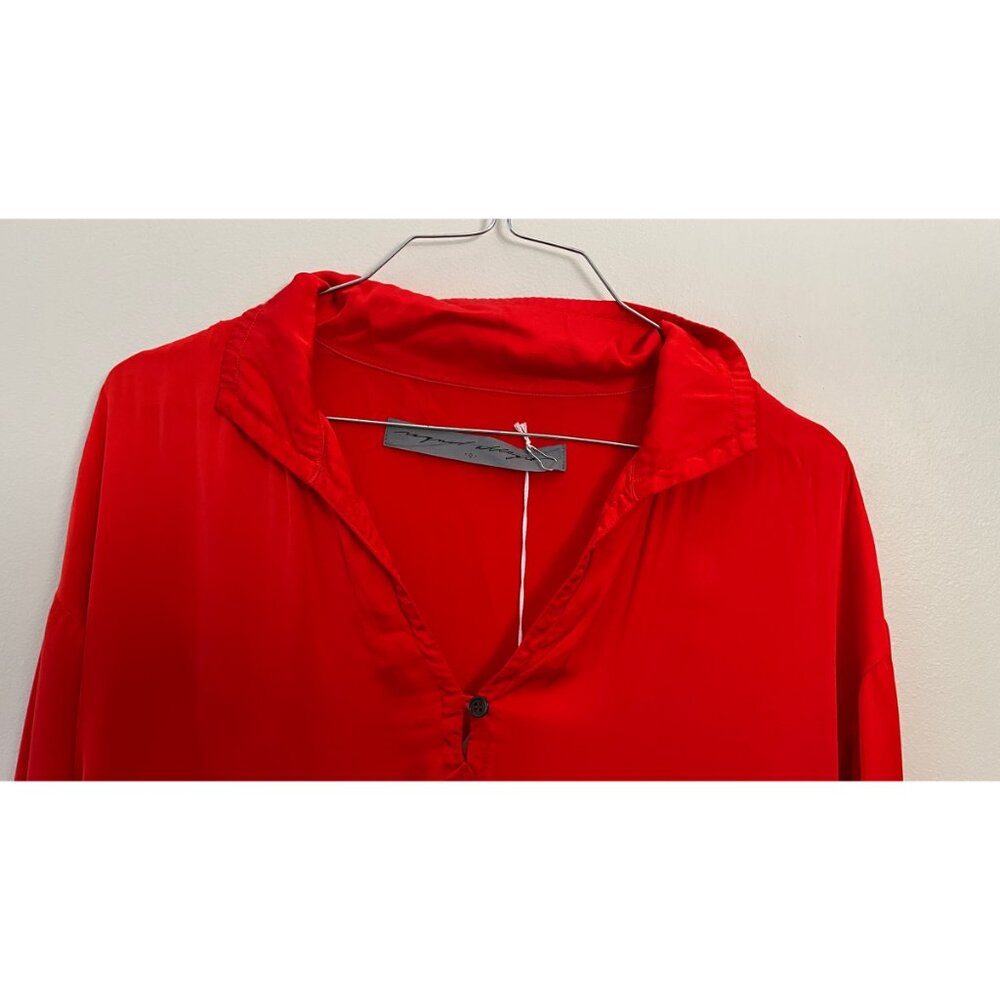 RAQUEL ALLEGRA RED GHOST RANCH MATTE RAYON SATIN DRESS - Picture 2 of 7